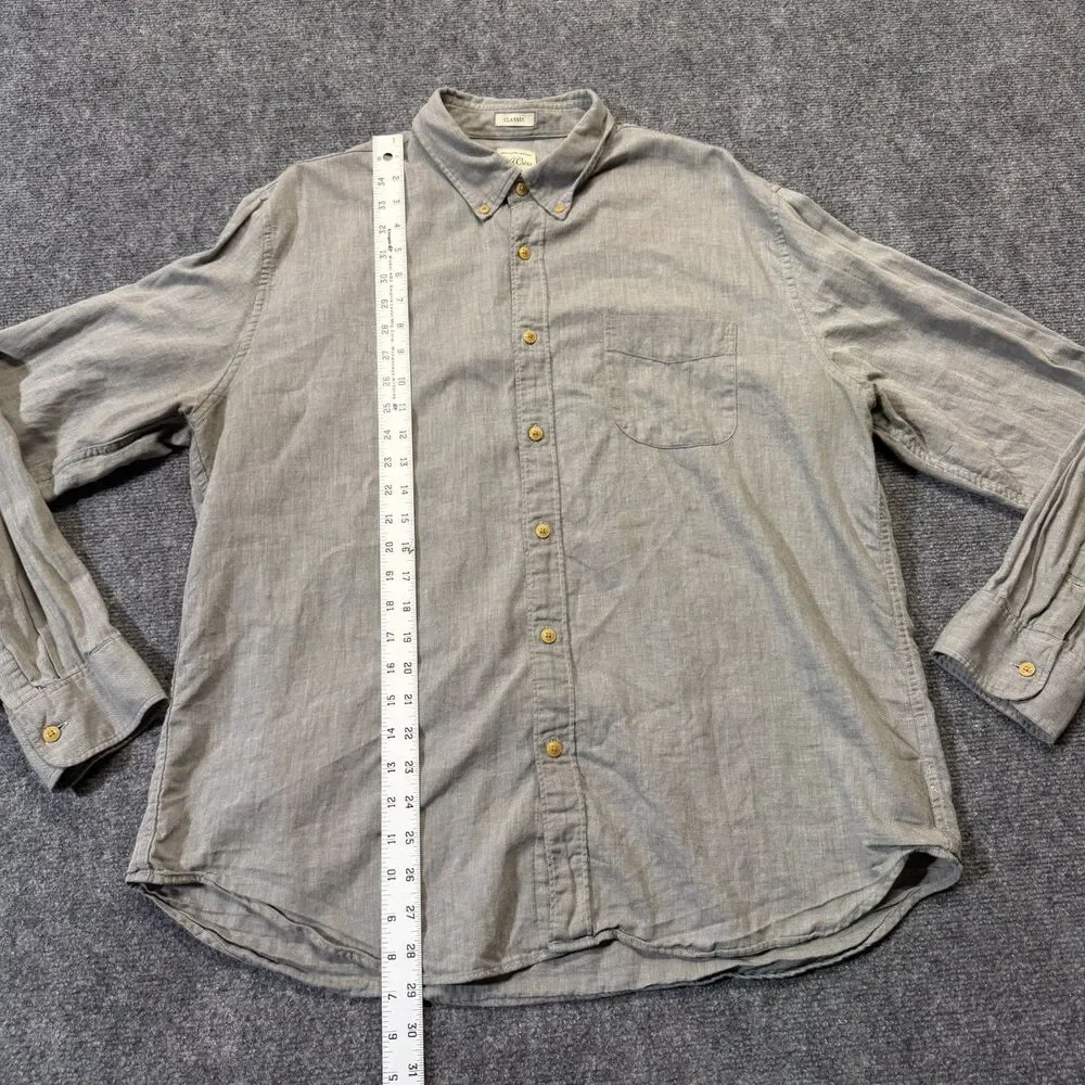 J.Crew Classic Men's XL Gray Herringbone Cotton Button Down Long Sleeve Shirt